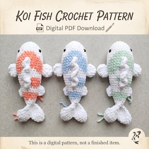 Koifisk virkmönster PDF, Amigurumi fiskmönster, plysch koikarpleksakshandledning, nybörjarvänlig virkleksak, digital nedladdning