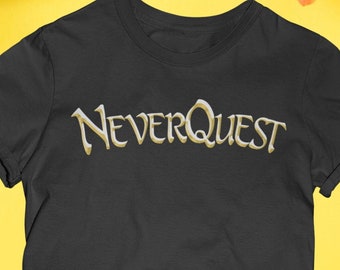 Neverquest Gamer Tee T-shirt, Pc Gaming Classic MMORPG Joke Funny Gift