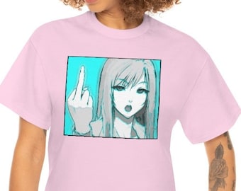 Vaporwave Anime Tee, Middle Finger, Glitch, Tshirt, Aesthetic Tshirt