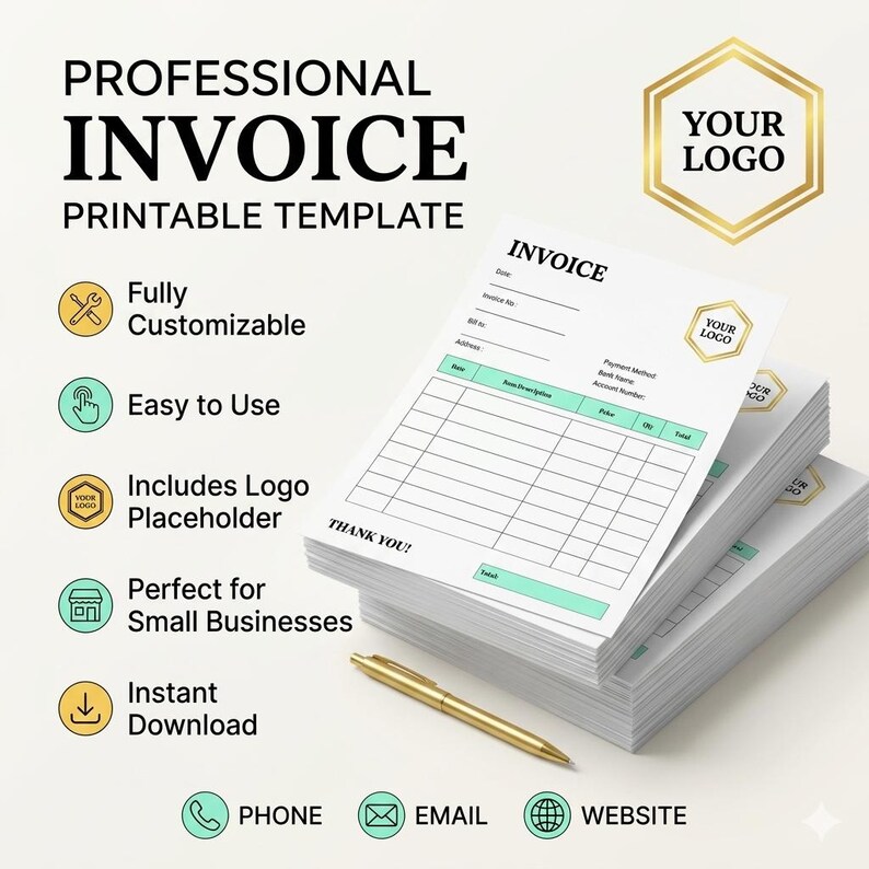 Editable Canva Invoice Template | Small Business Professional Form ...