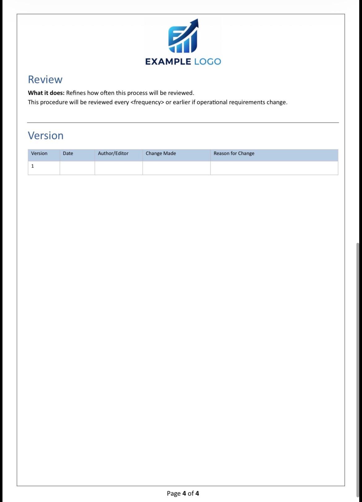Process Document Template | SOP Template | Business Systems ...