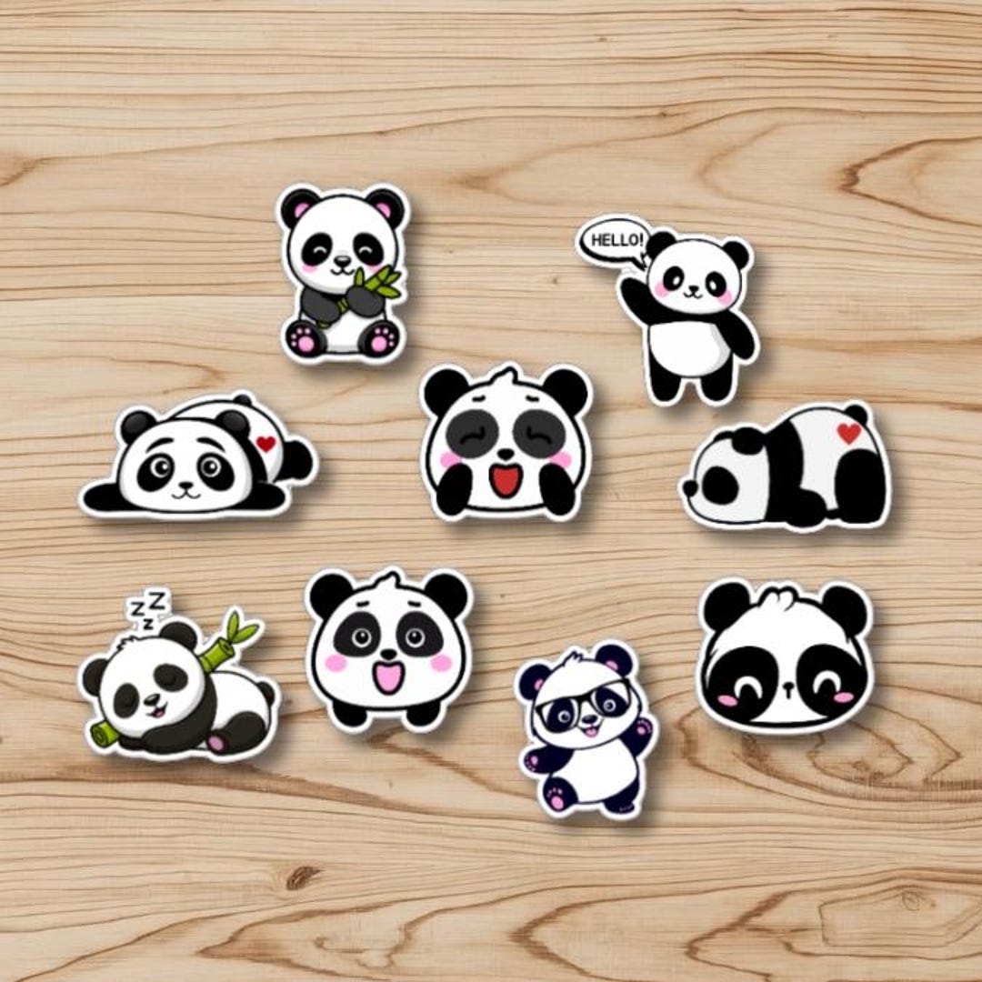 Panda Mini Sticker Panda Stickers – 9 Pcs Water-resistant Vinyl Decals for Journals ...