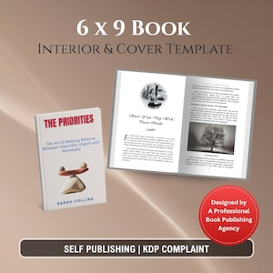 6x9 KDP Book Layout & Cover Template, Paperback Interior Formatting, Premade Cover Bundle, Typesetting