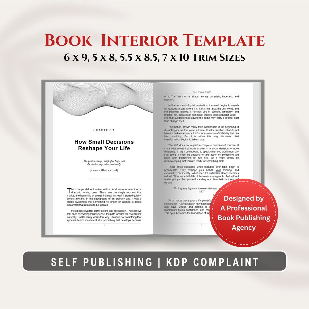 Book Formatting Template for KDP Paperback, Book Interior Layout Design ...