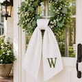 Personalized Embroidered Wreath Sash, Custom Monogram Wedding Door Bow, Stripe Wedding Sash,Bridal Shower Gift,Initial Front Decor