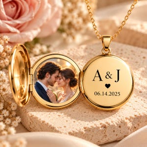 Collar con medallón fotográfico personalizado, joyería personalizada con foto de pareja, regalo de aniversario de bodas para esposa