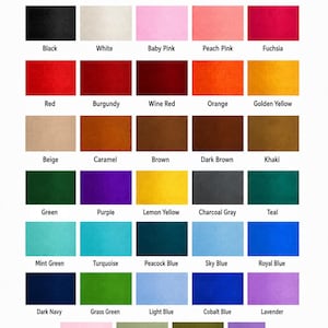 Puede incluir: Una carta de colores titulada THREAD COLOR que muestra treinta y cinco muestras rectangulares de varios colores de hilo, incluyendo negro, blanco, rosas, rojos, naranjas, amarillos, marrones, verdes, azules y morados, etiquetados por su nombre.