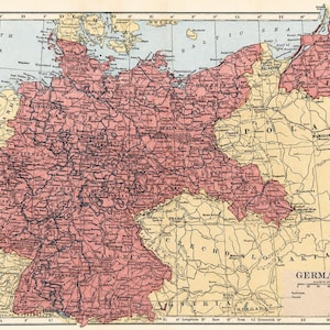 1938 Map of Germany | Hammond Atlas | Original Antique Germany Map | Vintage Pre-WWII Wall Art