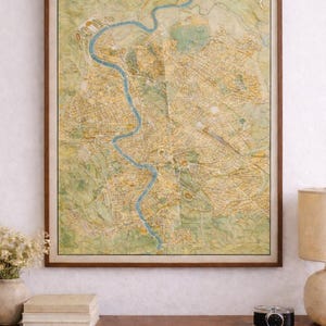 Vintage Map of Rome – “Pianta Panoramica di Roma” – Large Italian City Map Poster – 1950s Travel Wall Art – Rome Decor