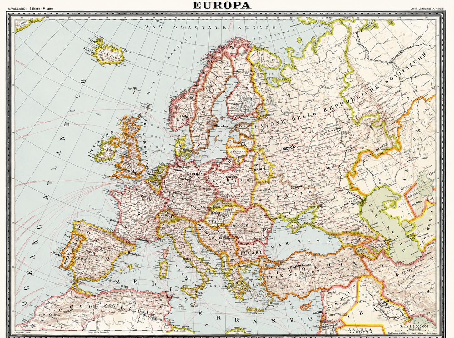 1938 Map of Europe - Etsy UK
