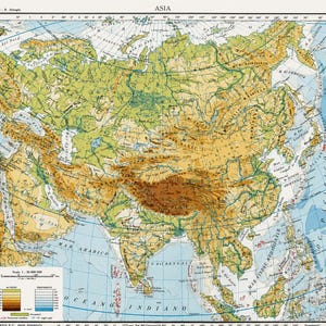手彩色銅版画 アジア 地図 1807年製 1920s asia map - Etsy 日本