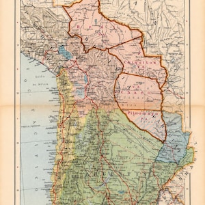 Original 1932 South America Missionary Map | Bolivia, Northern Argentina & Northern Chile | Vintage German Atlas | Chaco War
