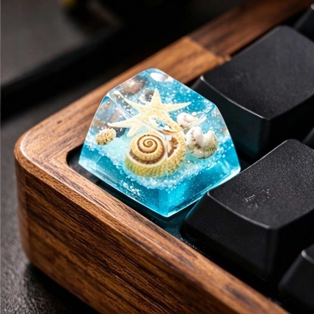 Ocean Beach Artisan Keycap, Real Seashell Starfish Resin, Cherry MX ...