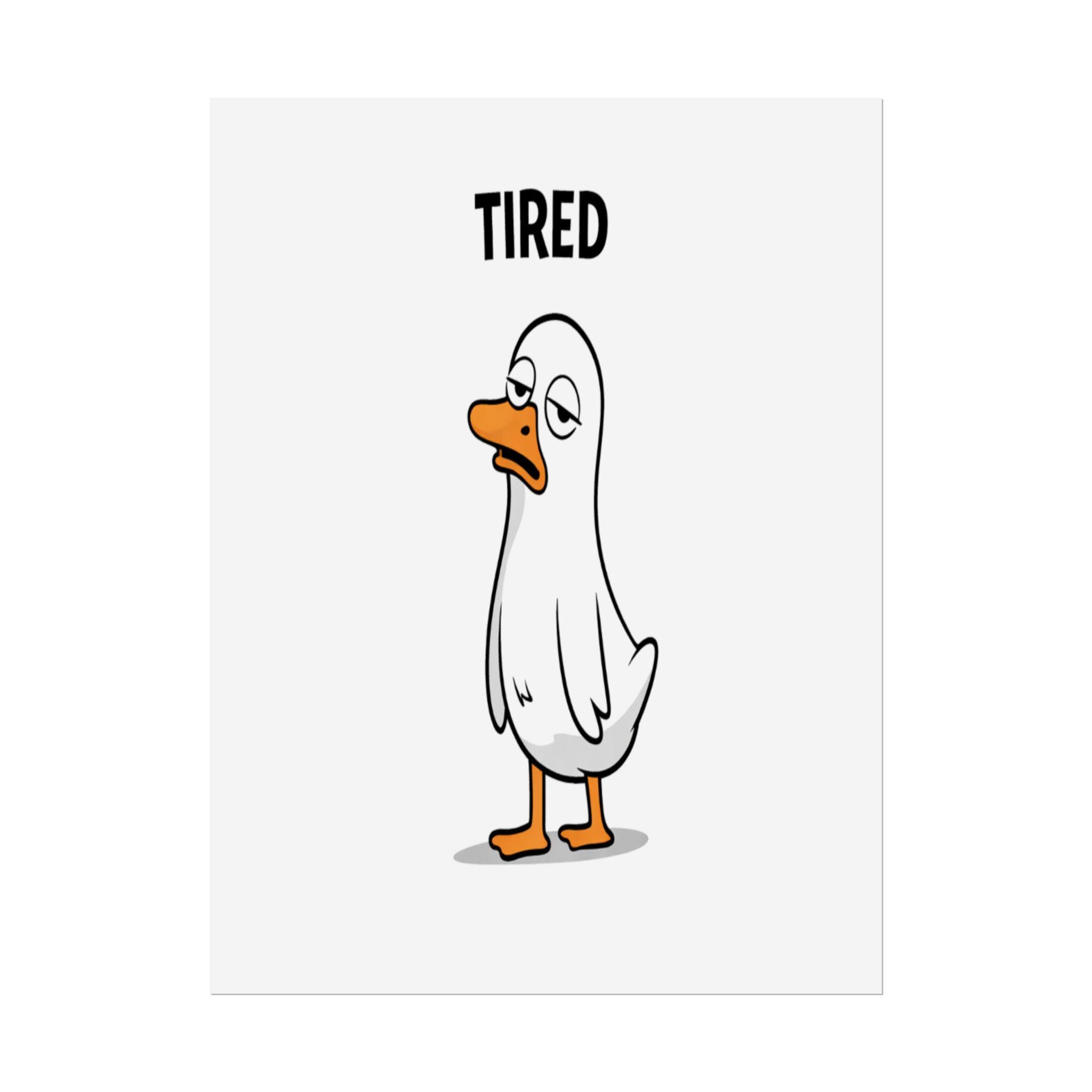 Tired Duck Poster | Minimalist Animal Illustration, Dry Humor Art - Etsy