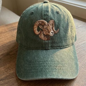 Vintage ECO Reptile Shirts Bighorn Ram Embroidered Dad Cap Hat Olive Green OSFA Bighorn Sheep Embroidered Cotton Cap NEW | eBay main image 2