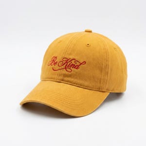 Be Kind Baseball Cap, Minimalist Positive Statement Hat, 100% Cotton Washed
