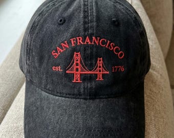 Czapka bejsbolówka San Francisco Golden Gate Bridge – prana bawełniana tkanina skośna