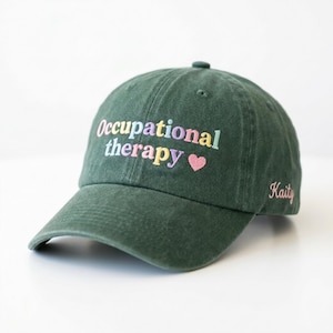 Personalized Occupational Therapy Embroidered Cotton Baseball Cap – Adjustable, Unisex, Garment Washed