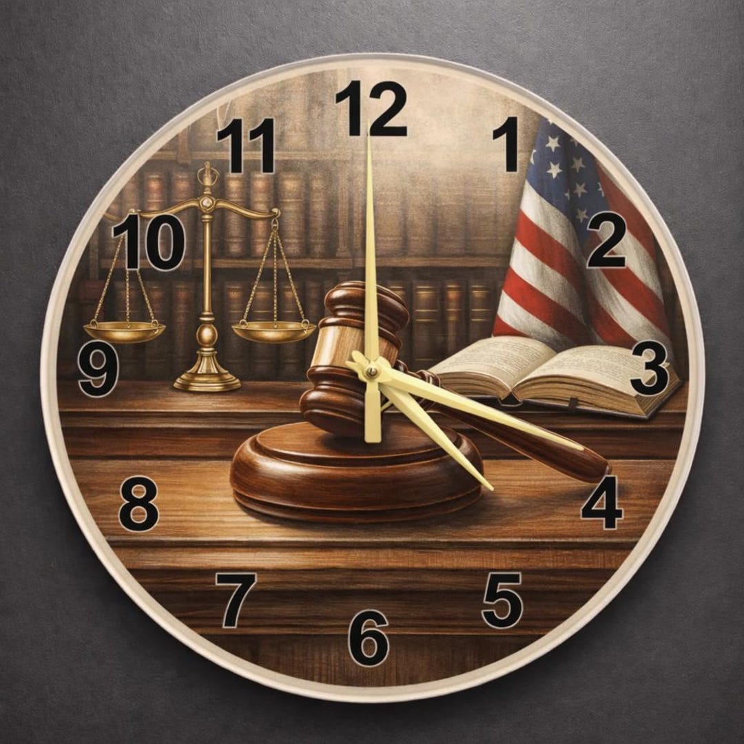 Judge Clock Justice Courtroom Circle Art Clock, Legal Office Decor, Unique Lawyer ...