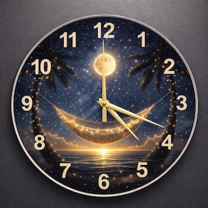 Starlight Hammock Halo Glass Wall Clock, Ethereal Celestial Round Timepiece, Cosmic Bedroom Wall Art Decor