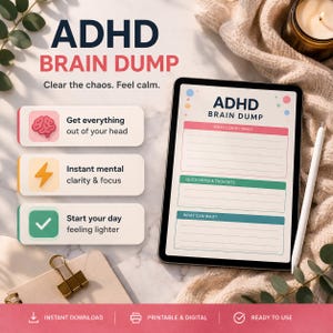ADHD Brain Dump Printable, Neurodivergent Planner Page, ADHD Printable PDF, GoodNotes Planner Insert, Instant Download
