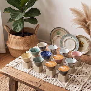 Ceramic Pottery Mug – Unique Triangular Cone Shape Porcelain Tea Cup