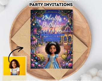 Invitación de cumpleaños de princesa personalizada / Invitación infantil con foto personalizada (descarga digital)