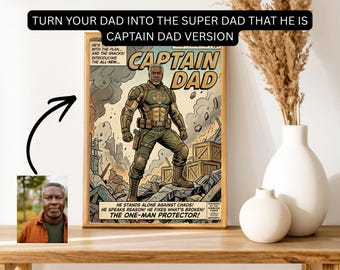 Portada de cómic personalizada del Capitán Papá / Retrato personalizado de héroe militar (Descarga digital)