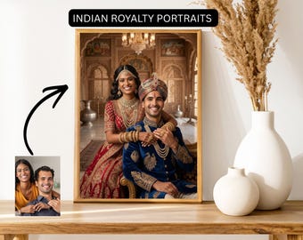 Retrato personalizado de pareja de la realeza india / Fotografía artística personalizada de Maharaja Maharani (Descarga digital)