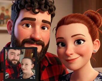 Retrato de pareja estilo caricatura a partir de una foto - 2 personas