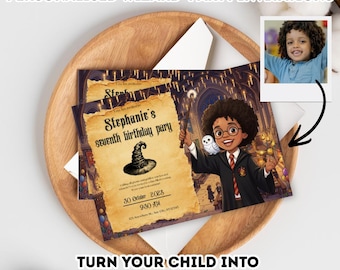 Invitación de cumpleaños personalizada para magos / Invitación personalizada para escuela de magia (descarga digital)