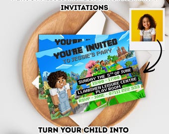 Invitación de cumpleaños personalizada con bloques de píxeles / Invitación de videojuegos personalizada (Descarga digital)