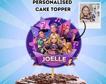 Adorno personalizado para tarta de cumpleaños de estrella del K-Pop / Ilustración infantil personalizada