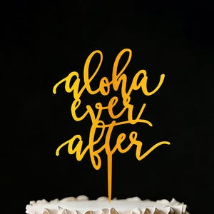Aloha Ever After Cake Topper, Benutzerdefinierte Initialen Monogramm Topper, Anpassbarer Topper, Geburtstagsparty Kuchen Topper, Script Cake Topper