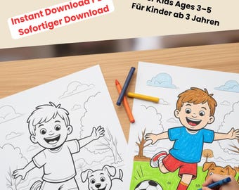 60 Soccer Coloring Pages Kids | 60 Fußball Malvorlagen ab 3–5 | Printable PDF Download | Ausmalbilder Kinder | Preschool Activity