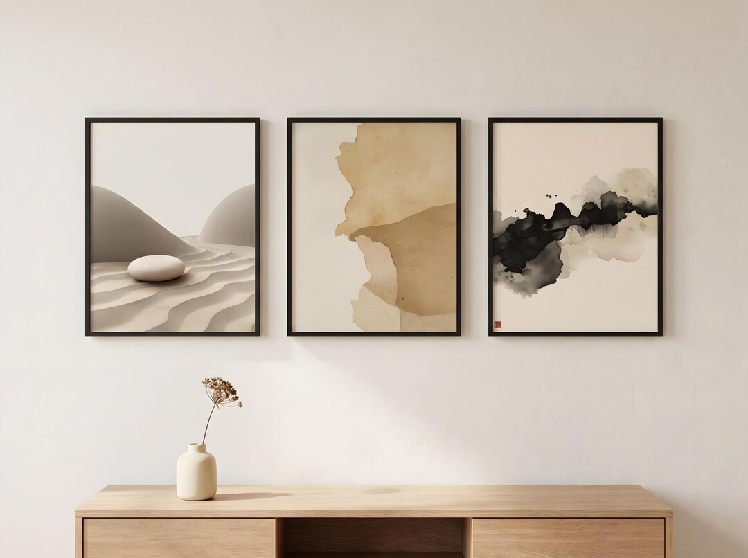 Japandi Abstract Wall Art Set | Zen Texture Prints | Wabi Sabi Neutral ...