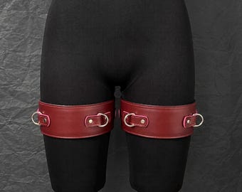 Handmade Leather Thigh Cuffs. BDSM Thigh Cuffs. Role-playing Erotic and Sexual Games
