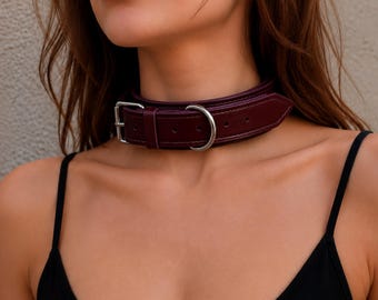 Handmade Leather Collar with Leash. BDSM Collar. Role-playing erotic and sexual games
