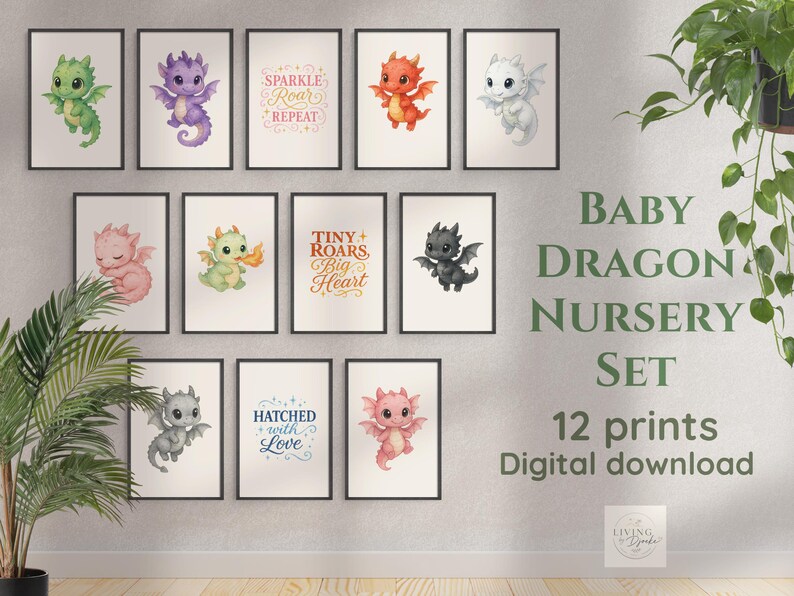 Baby Dragon Nursery Art Set | Pastel Fantasy Prints (digital Download ...