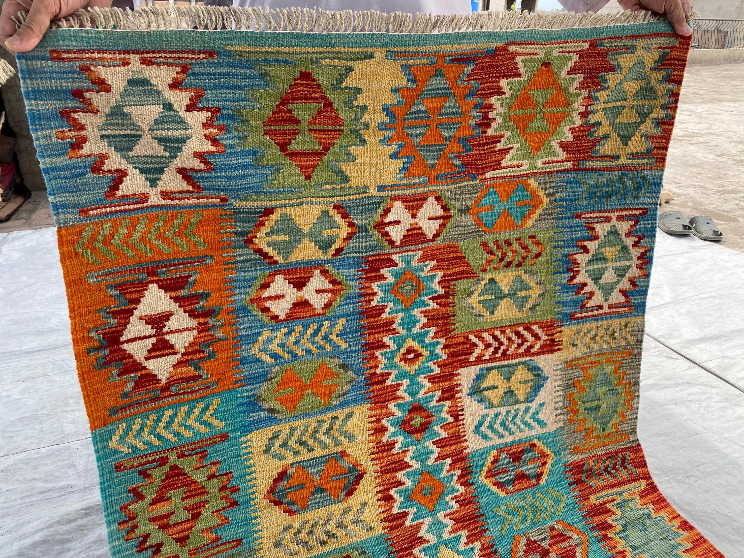 キリム マイマナ産手織り トライバル ビンテージ 96x99cm maimana Handmade Southwestern 6x9 Ft Hallway Oriental Flatweaves Afghan