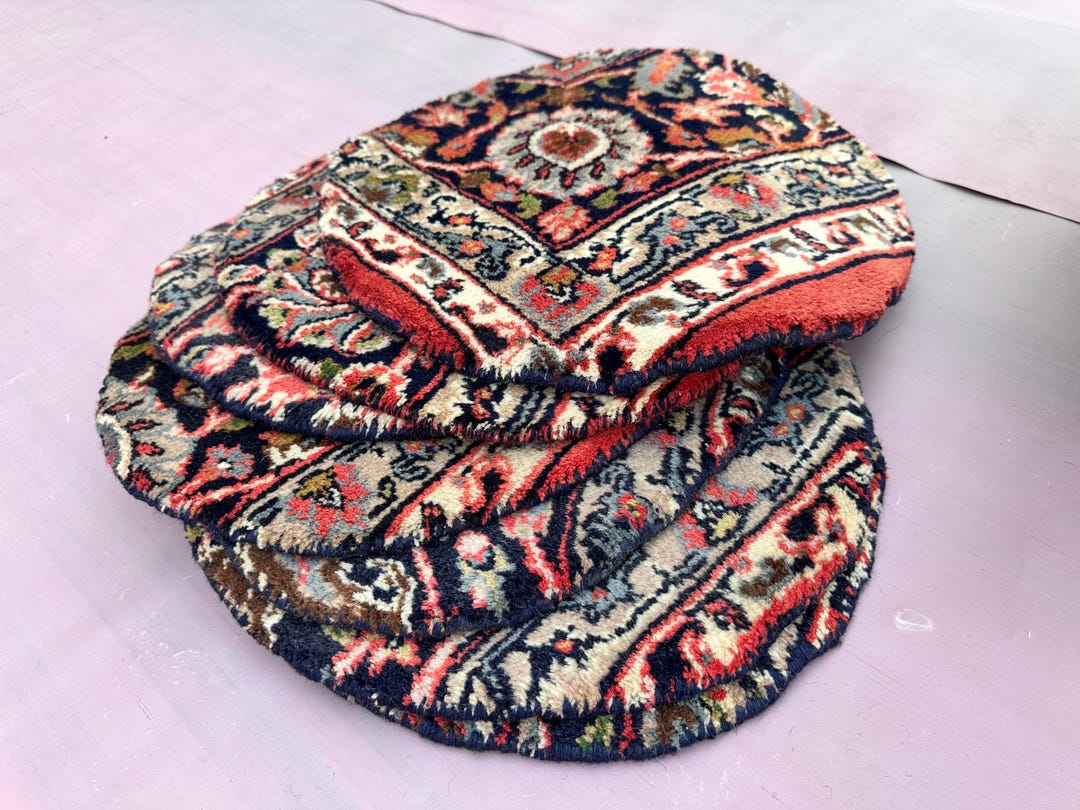 Table Rug Coasters Set of 7 Handmade Rug Coasters & Table Mats Vintage Wool Cup Pads and ...
