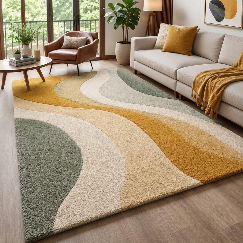 Modern Geometric Bedroom Rug Decor | Luxury Cozy Bedroom Interior ...