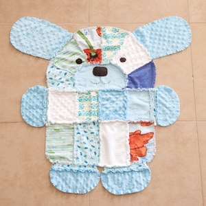 PDF Pattern for Puppy shaped rag quilt-baby quilt. image 1