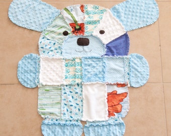PDF Pattern for Puppy shaped rag quilt-baby quilt.