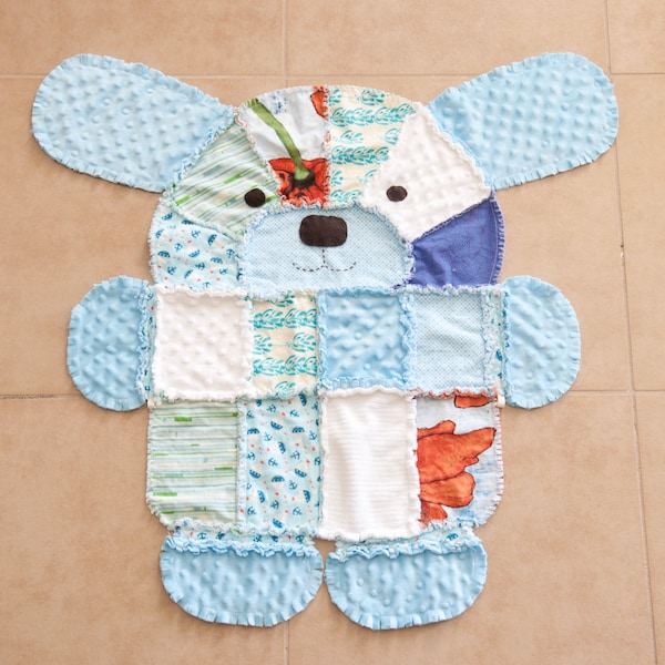 PDF Pattern for Puppy shaped rag quilt-baby quilt.