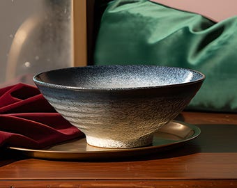 Japanese Ramen Bowl | Ceramic Noodle Dish | Speckled Dinnerware | Large Serving, Soups, Pasta, Gift for Her