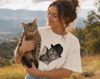 Organic Cotton Unisex Funny Cat T-Shirt Gift for Cat Moms & Cat Dads Vintage Cat T-Shirt High Quality Vintage