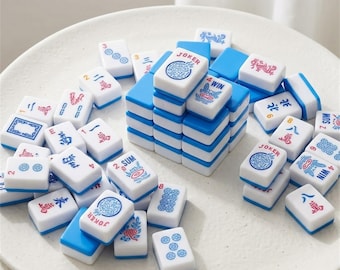 Blue American Mahjong Tiles Set, NMJL Style Mah Jongg Tiles Only, Modern Replacement Tiles with Jokers