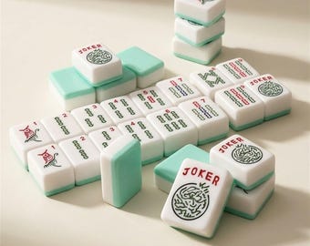Tylko płytki do gry Mahjong Premium American Mah Jongg, zestaw płytek Mahjong w kolorze jasnozielonym z jokerami, prezent do gry planszowej
