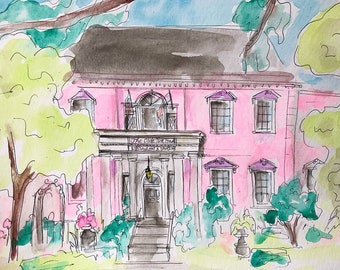 Art Print of The Pink House in Savannah, GA
